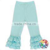 Aqua Solid Cotton Baby Kids Girls Ruffle Pants Wholesale Icing Pants thumbnail-1