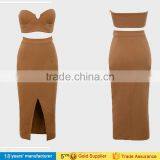 2017 Sexy Women Long Sleeve Bodycon Two Piece Dress Club Wear Prom Crop Top Blouse and Long Skirt thumbnail-6