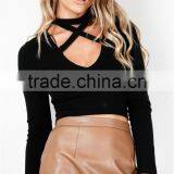 Wholesale 2017 Fashion Clothing Long Sleeve Design Women Top With v Neckline thumbnail-3