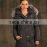 2014 Hot sales cheap OEM high quality fake fur hoody nylon waterproof functional skiwear for women (WJGINA01)