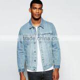 Factory Hot Sale Custom Light Blue Denim Jacket in New Model for Men thumbnail-1