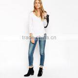 Womens Long Sleeve Plain v Neck Wholesale t Shirts thumbnail-4