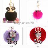 Shiny Unicorn Horse Animal Fur Pom Pom Keychain Bag Charms Unique Faux Fur Ball Bag Charms 2017 Keychain Premium Gifts thumbnail-4