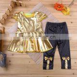 Short Sleeve Dresses Black Pants Little Girl Baby Clothes Wholesale Price thumbnail-2
