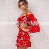 Front Tie Girls 2 Piece Crop Set Long Sleeve Floral Tops and Mini Skirts thumbnail-4