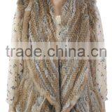 YR078 New Arrival Top Quality Chic Women Apparel Genuine Rabbit Knitted Sleeveless Vest thumbnail-4