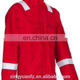 Men's Red Cotton Fire Resistant Clothing Jacket With Reflective Tape