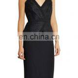Wholesale Women Sexy Dress Strapless Peplum Midi Dress Woven and Crepe Black Peplum Dress thumbnail-3