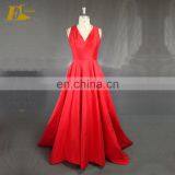 Real Sample Red Taffeta Custom Long Evening Dress