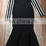 Amigo Long Sleeve Striped Off Shoulder Mermaid Sexy Elegant Party Bodycon Dresses Women Modest thumbnail-3