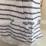 Womens Printed Stripe Sleeveless Funnel Neck Hoodie Top Shirt Natural Navy thumbnail-5