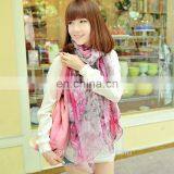 Environmental Printing Scarves Women's Flowers Shawl Deep Purple thumbnail-4