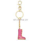 2017 New Arrival Hot Sale Gold Plating Pink Enamel Boot Bulk Shoe Keychains