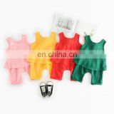 Lovely Baby Boutique Outfits Clothing Sleeveless And Short Pants Solid Color Soft Baby Boy Girl Sets