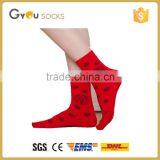 Chinese Style Winter Women Hot Red Knitted Cotton Socks OEM thumbnail-1