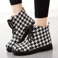 Casual Shoes Women Korean Style Trendy Short Boots Women Thick Velvet Lace-up Flat Shoes Women thumbnail-2