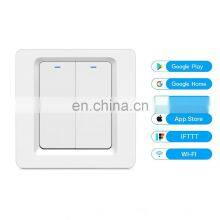 EU/UK Standard ZigBee Tuya 2 Gang Remote Control Smart WiFi Button Switch, Supports Alexa Echo Dot Google Home Voice Control