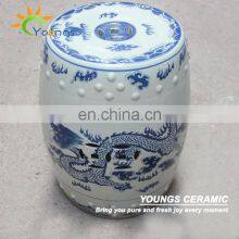 Chinese Antique Furniture Blue and White Painted Dragon Ceramic Stool thumbnail-4