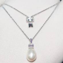 S925 Sterling Silver Necklace Women's Pearl Collarbone Chain thumbnail-4