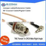 Hot Sale RF TNC To CRC9 Pigtail Cable TNC Female Bulkhead O-ring Connector To CRC9 Male Right Angle Connector RG316 Cable