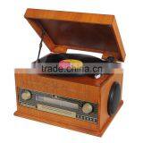 Antique Wooden Desktop Turntable Vinyl Record Player Gramophone With Radio,CD/MP3/USB Player,usb and PC Encoding,LED thumbnail-2