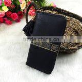 High Quality New Fashion Long Black Women Flower Leather PU Designer Wallet thumbnail-6