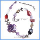Wholesale Multi-color Glass Acrylic And Agate Cross Beads Gemstone Jewelry Fancy Necklace For Women GN-M001 thumbnail-2