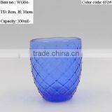 Press Glass Wine Goblet,Hiball,DOF, Sundae Cup in Cobalt Blue Color With Knit Embossed Patern thumbnail-5