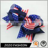 Unique Design America Flag Big Bowknot Shape Hair Accessories Silk Ribbon Hair Pins thumbnail-1