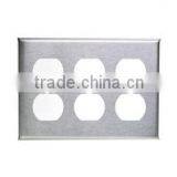 3 GANG Duplex Receptacle Wall Plate Stainless Steel thumbnail-1