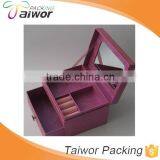 Customized Flocking Paper Jewelry Drawer Storage Box With Mirror thumbnail-1