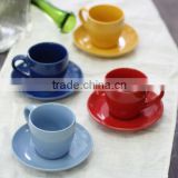 7oz soild color ceramic coffee mug and saucer set