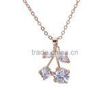 Lovely Cherry Charm Fashion Gold-Tone Clear Cubic Zirconic Necklace For Women thumbnail-1