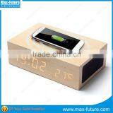 Wooden Bluetooth Speaker With LED Clock and QI Wireless Charger(F-1141) thumbnail-2