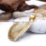 Stainless Steel Unique Crystal Design Gold Plated Pendant thumbnail-3