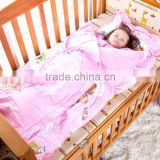 100% cotton Infant Kindergarten anti kicking sleeping bag quilt for four seasons detachable and washable pink teddy bear