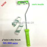 4" good qulilty mini roller brush with plastic handle