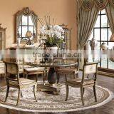Retro Home Furniture Dinning Room Set, Exquisite Hand Painting Round Dinning Table With Chair/Sideboard thumbnail-1