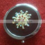 Black Handmade Compact Mirror With Metal Octopus Decor thumbnail-1