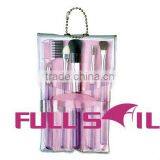 5pcs Travel Makeup Brush Set With Plastic Handle, Promotional Gift Cosmetic Brush Set