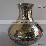 Nickel finished Hammered Vase with convex ball patterns rows
