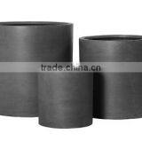 Grey Cylinder Fiberstone Pots, Round Polystone Planter thumbnail-1