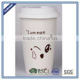 Ceramic White Cup and White Lid No Printing or Logo thumbnail-3