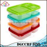 3 Compartment Containers Reusable Bento Lunch Box & Divided Food Storage With Multi Colored Lids thumbnail-1
