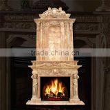 European Traditional Statuary Carved Overmantel Outdoor Marble Fireplaces thumbnail-3