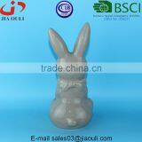 BSCI Audit Factory EASTER Decorative Bunny Glazed Grey/white Ceramic Rabbit Figurines, Ceramic Animal Figurines thumbnail-4