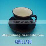 Handmade Craft Wholesale Black Ceramic Cups for Coffee With Saucer thumbnail-1