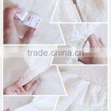 Ladies Sexy Slim Off Shoulder Blouses White Oversize Lantern Sleeve Belted Eyelet Top Blouse thumbnail-6