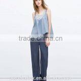 New Style Summer Denim Sleeveless Crochet Top Pattern Wholesale thumbnail-3