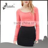 Custom Crop Top With Scoop Neck Long Sleeve Fancy Tops thumbnail-1